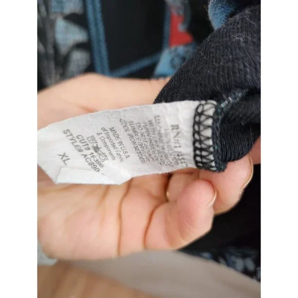 Katina Marie Black Multi Mixed Patchwork Novelty Knit 3/4 Sleeve Top XL - Picture 4 of 6